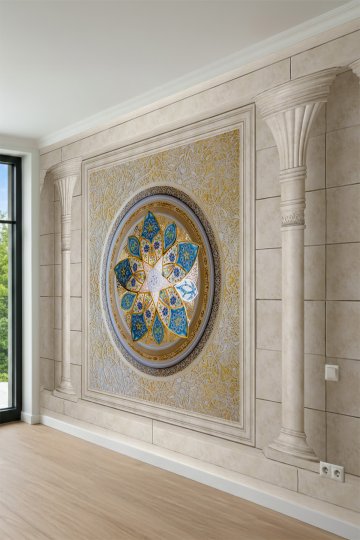 Dreamwall Rozet Motifli Sütunlu Lüks Tek Parça Tekstil Duvar Kağıdı