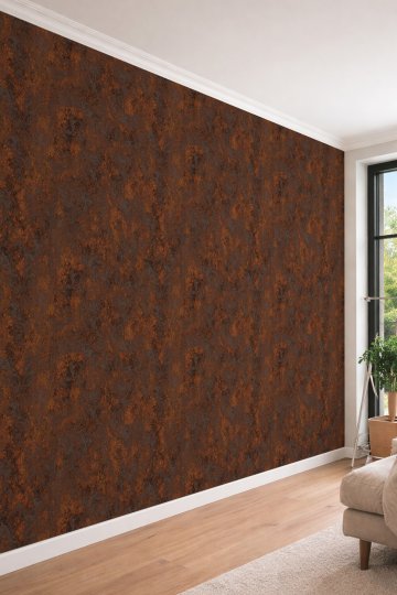 Dreamwall Rustik Bakır Tonlu ve Oksitlenmiş Metal Desenli Tek Parça Tekstil Duvar Kağıdı