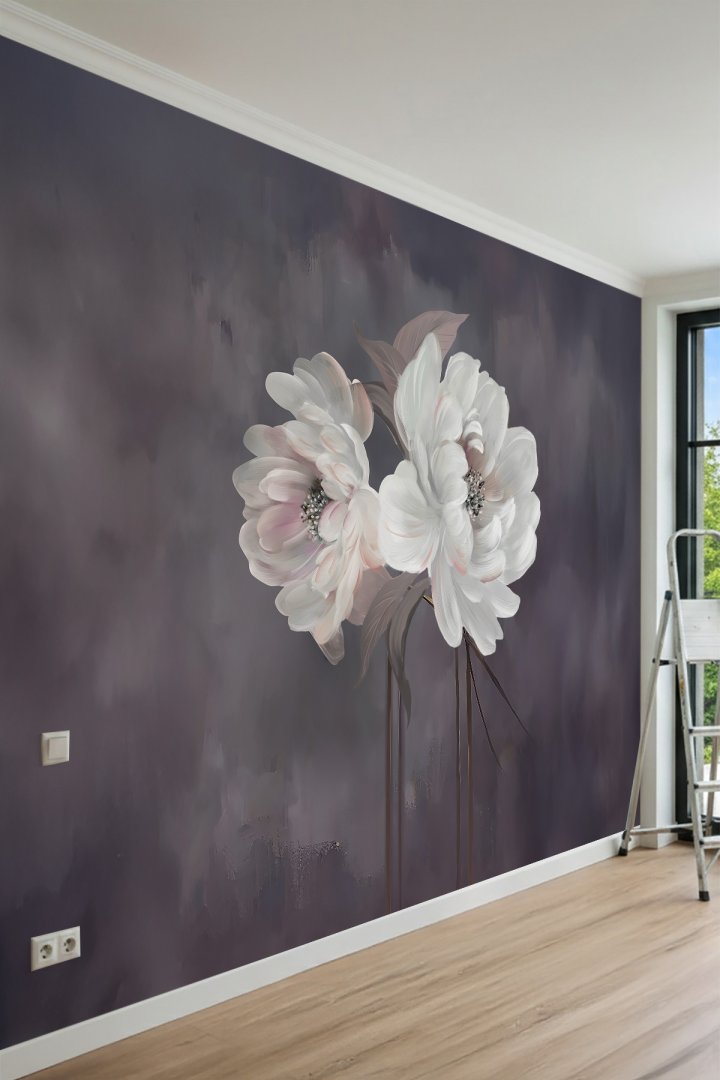 Dreamwall Şakayık Çiçekleri Motifli Tek Parça Tekstil Duvar Kağıdı