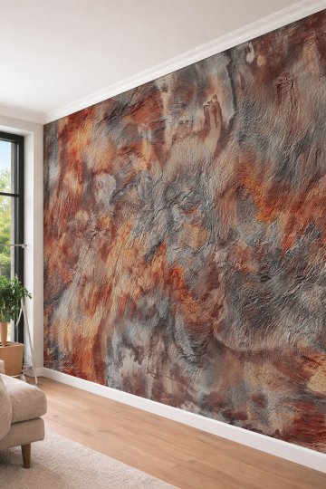 Dreamwall Sanatsal Beton Rölyef Görünümlü Tek Parça Tekstil Duvar Kağıdı