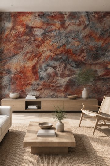 Dreamwall Sanatsal Beton Rölyef Görünümlü Tek Parça Tekstil Duvar Kağıdı