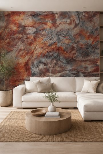 Dreamwall Sanatsal Beton Rölyef Görünümlü Tek Parça Tekstil Duvar Kağıdı küçük görsel 3