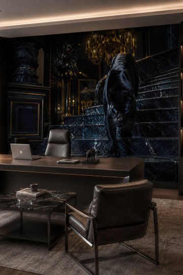 Dreamwall Sarayın Gölgesi- Siyah Panter Hayvan Desenli Tek Parça Tekstil Duvar Kağıdı küçük görsel 4