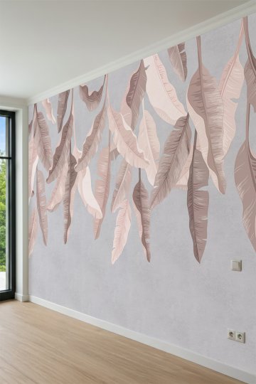 Dreamwall Sarkan Büyük Tropik Yaprak Motifli Tek Parça Tekstil Duvar Kağıdı küçük görsel 3