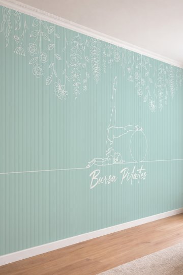 Dreamwall Sarkan Çiçekli Çizgili Pilates Temalı Özelleştirilebilir Tek Parça Tekstil Duvar Kağıdı