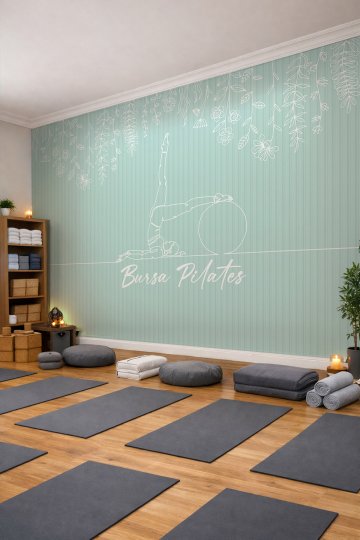 Dreamwall Sarkan Çiçekli Çizgili Pilates Temalı Özelleştirilebilir Tek Parça Tekstil Duvar Kağıdı küçük görsel 2