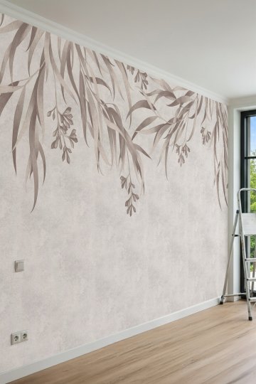 Dreamwall Sarkıt Okaliptüs Yapraklı Beton Desenli Tek Parça Tekstil Duvar Kağıdı
