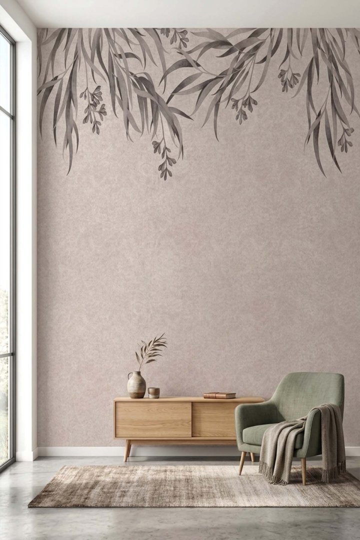 Dreamwall Sarkıt Okaliptüs Yapraklı Tek Parça Tekstil Duvar Kağıdı