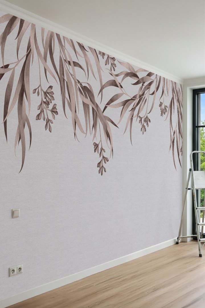 Dreamwall Sarkıt Rose Okaliptüs Keten Doku Desenli Tek Parça Tekstil Duvar Kağıdı