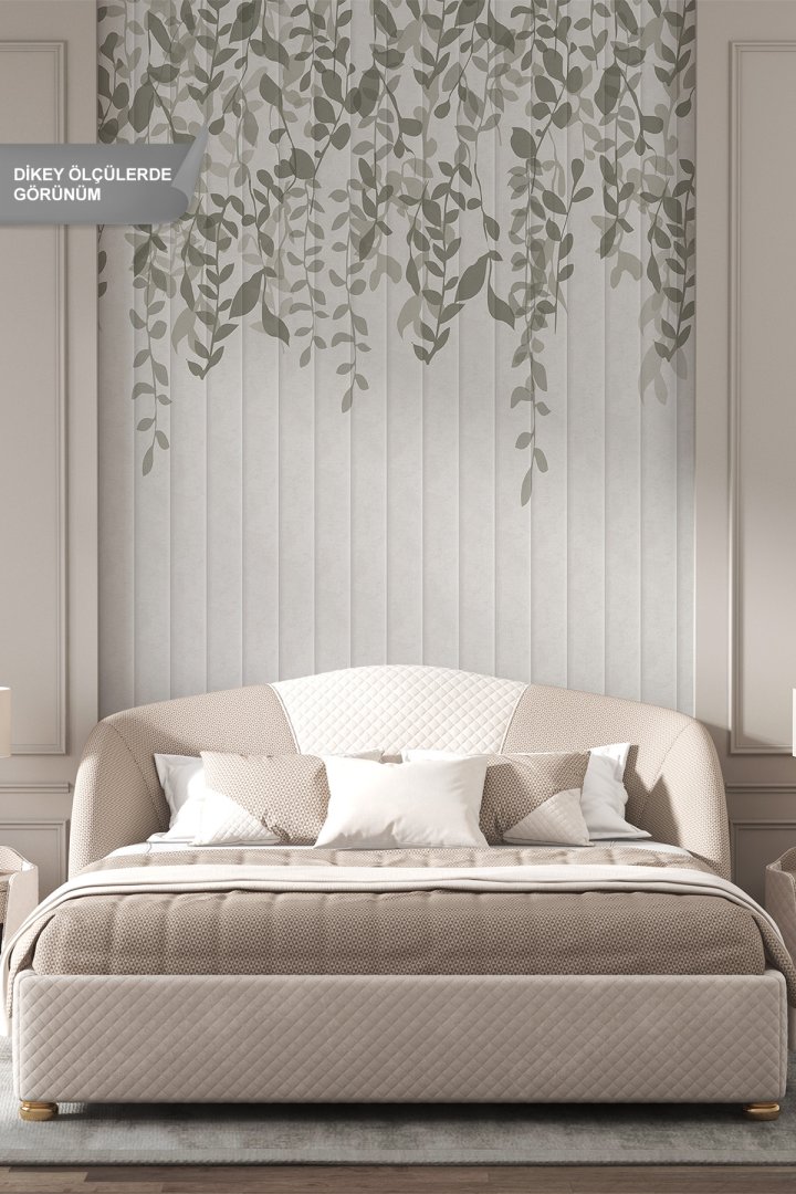 Dreamwall Sarmaşık Yapraklar ve Çıta Görünümlü Tek Parça Tekstil Duvar Kağıdı