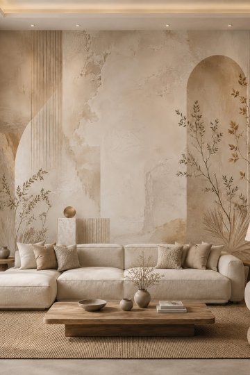 Dreamwall Sessiz Denge Mermer Görünümlü Boho Tek Parça Tekstil Duvar Kağıdı küçük görsel 2