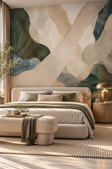 Dreamwall Sessiz Katmanlar - Geometrik Sanatsal Desenli Tek Parça Tekstil Duvar Kağıdı 