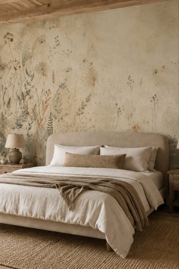 Dreamwall Sessiz Otlak Kır Çiçekleri Desenli Tek Parça Tekstil Duvar Kağıdı