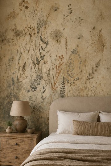 Dreamwall Sessiz Otlak Kır Çiçekleri Desenli Tek Parça Tekstil Duvar Kağıdı küçük görsel 3