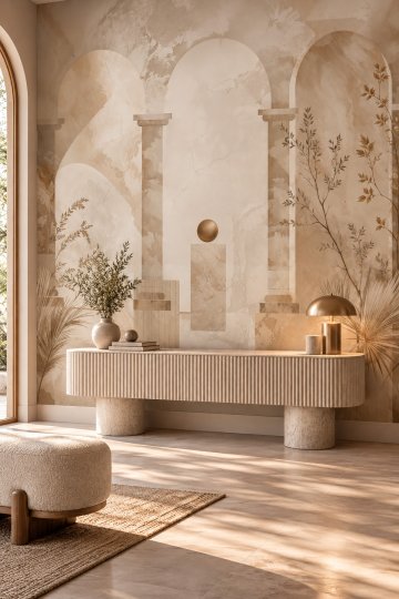 Dreamwall Sessiz Sütunlar- Mermer Sütun Desenli Tek Parça Tekstil Duvar Kağıdı  küçük görsel 2