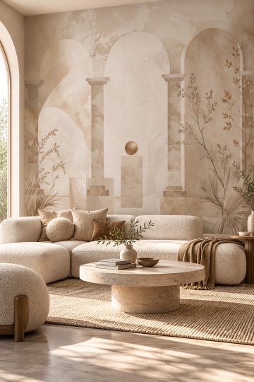 Dreamwall Sessiz Sütunlar- Mermer Sütun Desenli Tek Parça Tekstil Duvar Kağıdı  küçük görsel 5