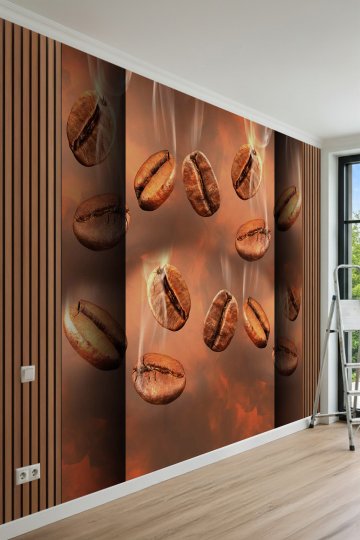 Dreamwall Sıcak Kahve Çekirdekleri Desenli Tek Parça Tekstil Duvar Kağıdı küçük görsel 2