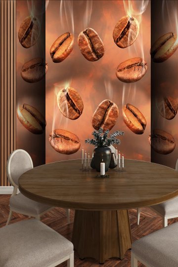 Dreamwall Sıcak Kahve Çekirdekleri Desenli Tek Parça Tekstil Duvar Kağıdı küçük görsel 3