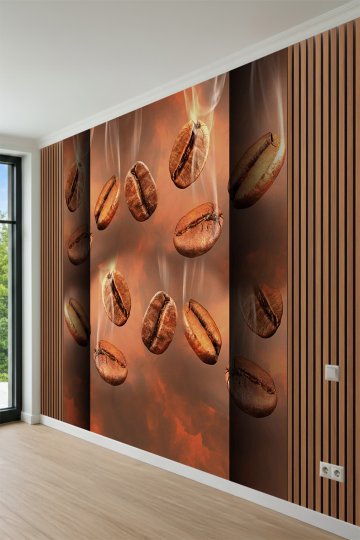 Dreamwall Sıcak Kahve Çekirdekleri Desenli Tek Parça Tekstil Duvar Kağıdı küçük görsel 4