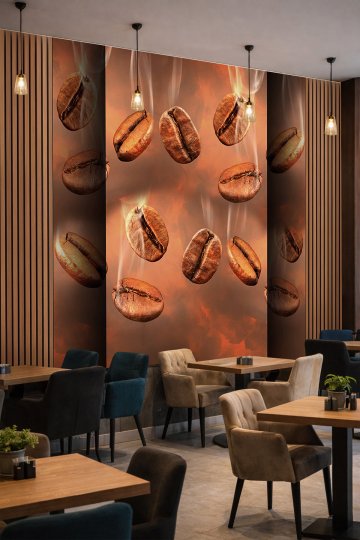 Dreamwall Sıcak Kahve Çekirdekleri Desenli Tek Parça Tekstil Duvar Kağıdı