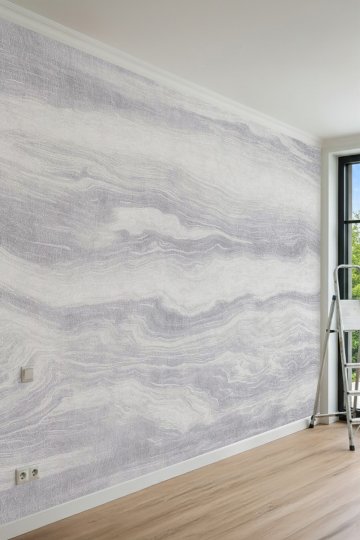 Dreamwall Silver Flow Mermer Desenli Tek Parça Tekstil Duvar Kağıdı küçük görsel 2