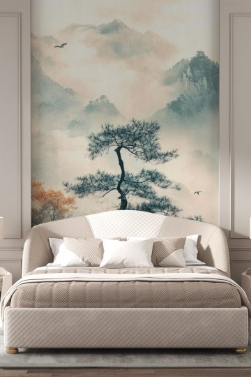 Dreamwall Sisli Uçurum ve Ahşap Panel Desenli Tek Parça Tekstil Duvar Kağıdı küçük görsel 7