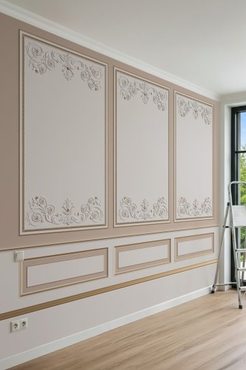 Dreamwall Soft Barok Rölyef ve Lambri Desenli Tek Parça Tekstil Duvar Kağıdı küçük görsel 2