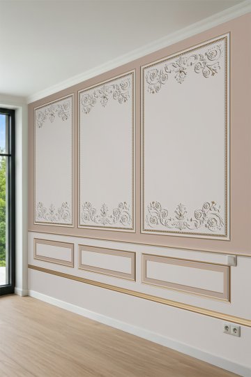 Dreamwall Soft Barok Rölyef ve Lambri Desenli Tek Parça Tekstil Duvar Kağıdı küçük görsel 3