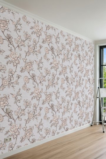 Dreamwall Soft Çiçekli ve Sarmaşık Desenli Tek Parça Tekstil Duvar Kağıdı küçük görsel 4