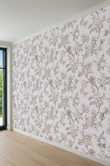 Dreamwall Soft Çiçekli ve Sarmaşık Desenli Tek Parça Tekstil Duvar Kağıdı küçük görsel 5