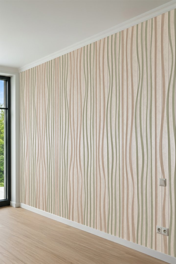 Dreamwall Soft Dalgalı Çizgili Desenli Tek Parça Tekstil Duvar Kağıdı