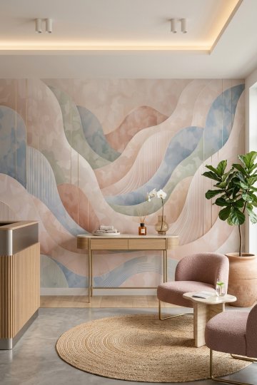 Dreamwall Solenne- Soft Renkli Niş Desenli Tek Parça Tekstil Duvar Kağıdı  küçük görsel 3