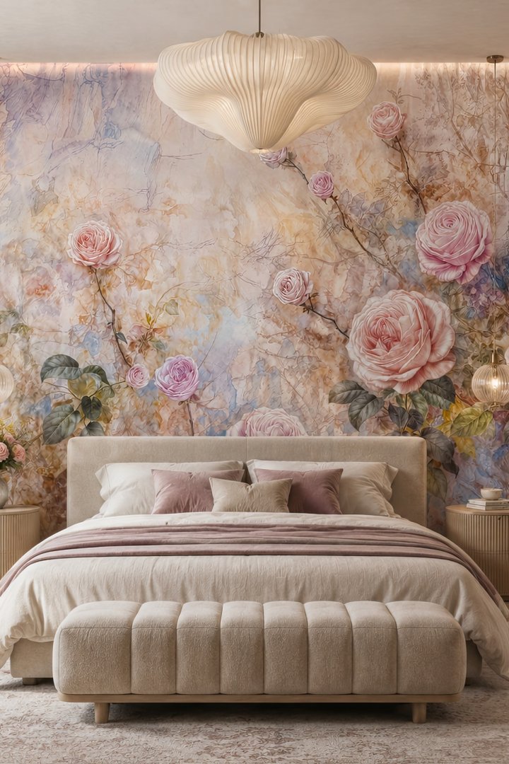 Dreamwall Solmayan Güller Tek Parça Tekstil Duvar Kağıdı