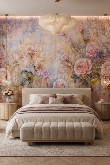 Dreamwall Solmayan Güller Tek Parça Tekstil Duvar Kağıdı