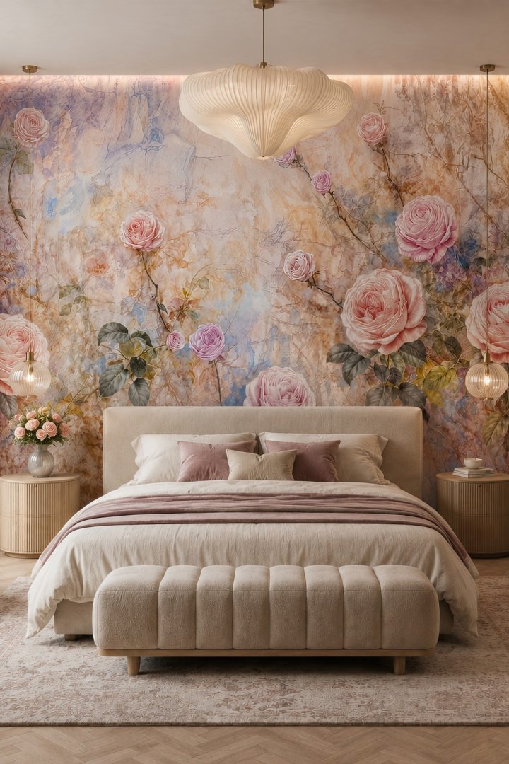 Dreamwall Solmayan Güller Tek Parça Tekstil Duvar Kağıdı