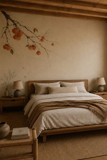 Dreamwall Son Hasat - Cennet Hurması Desenli Tek Parça Tekstil Duvar Kağıdı küçük görsel 2