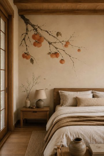 Dreamwall Son Hasat - Cennet Hurması Desenli Tek Parça Tekstil Duvar Kağıdı küçük görsel 3
