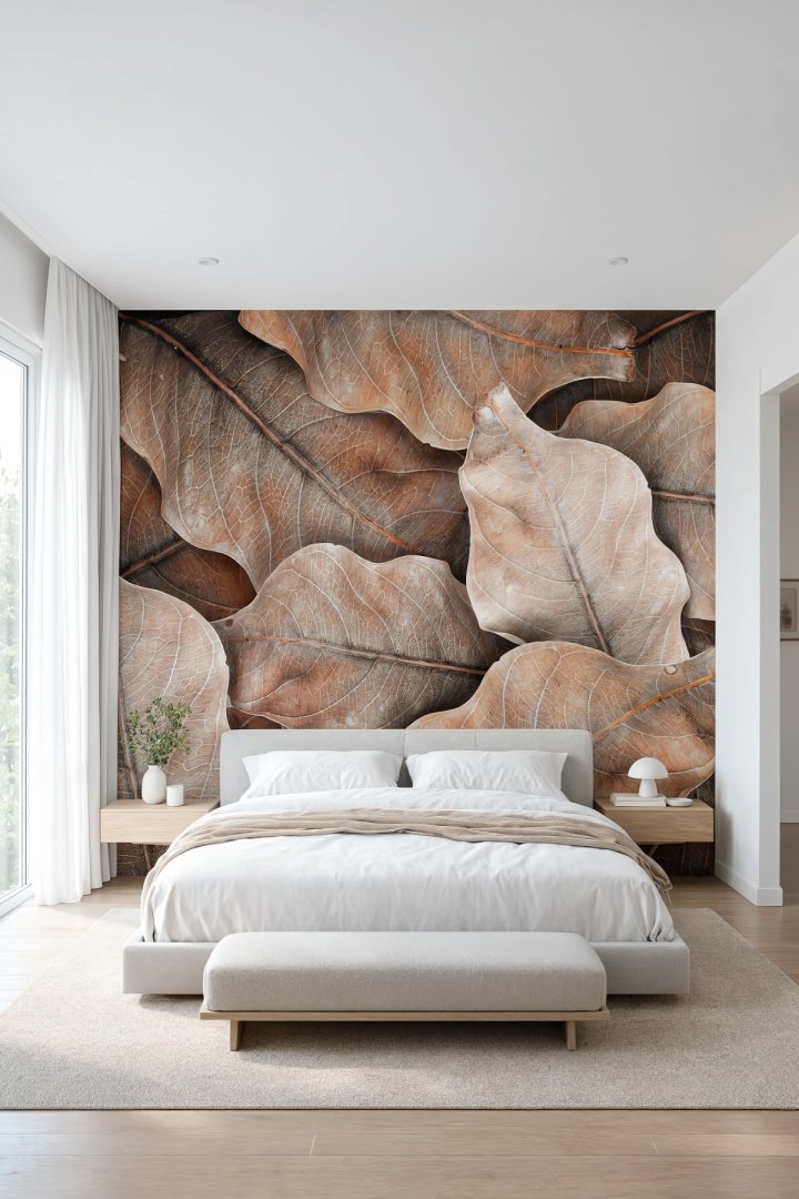 Dreamwall Sonbaharın Damar İzleri- Kuru Yaprak Desenli Tek Parça Tekstil Duvar Kağıdı