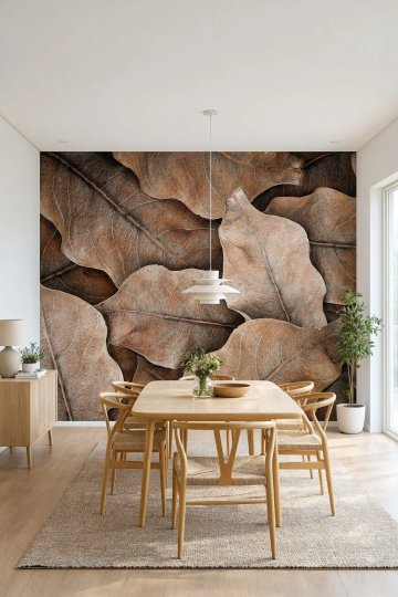 Dreamwall Sonbaharın Damar İzleri- Kuru Yaprak Desenli Tek Parça Tekstil Duvar Kağıdı küçük görsel 3