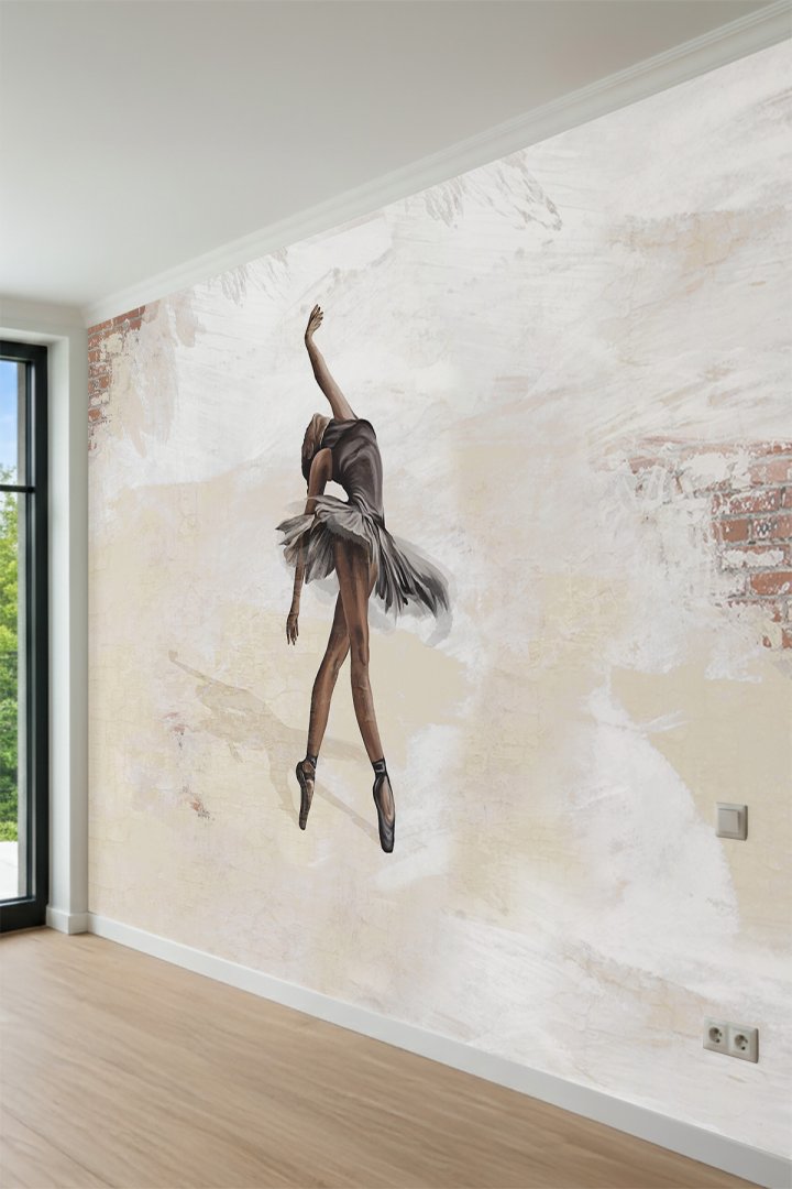 Dreamwall Soyut Balerin Figürlü Beton Desenli Tek Parça Tekstil Duvar Kağıdı