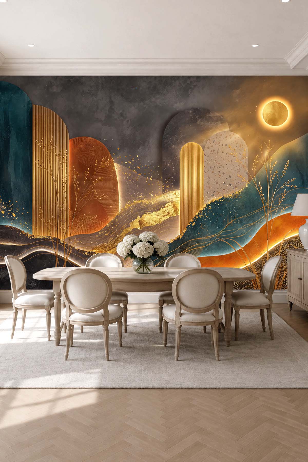 Dreamwall Soyut Işıltılı Kemer Desenli Tek Parça Tekstil Duvar Kağıdı  görsel 1