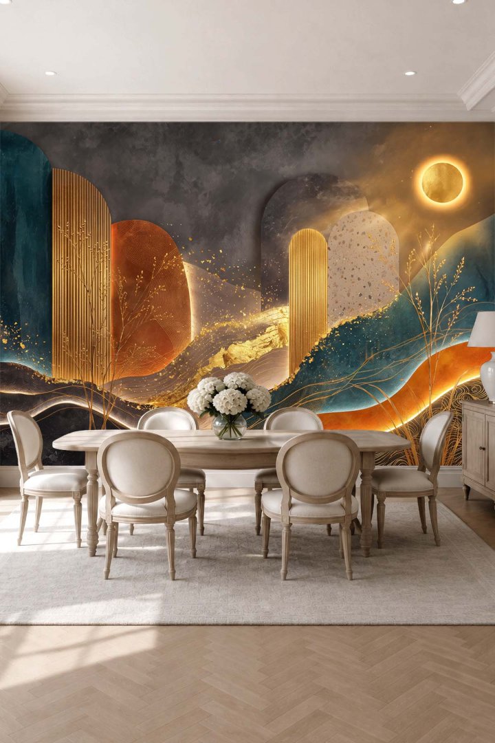 Dreamwall Soyut Işıltılı Kemer Desenli Tek Parça Tekstil Duvar Kağıdı 