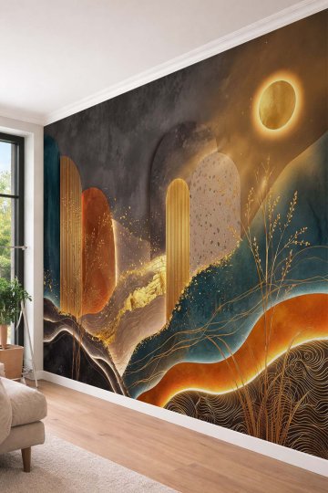 Dreamwall Soyut Işıltılı Kemer Desenli Tek Parça Tekstil Duvar Kağıdı  küçük görsel 2
