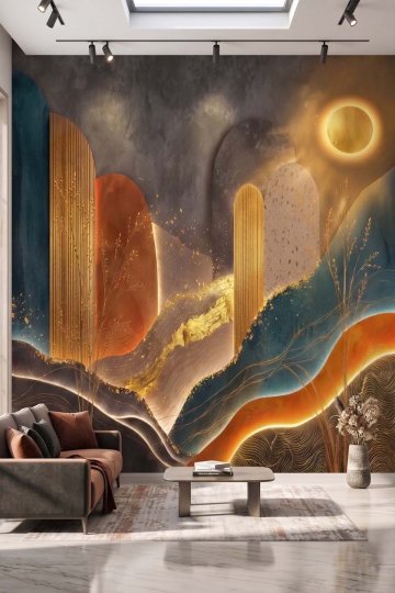 Dreamwall Soyut Işıltılı Kemer Desenli Tek Parça Tekstil Duvar Kağıdı  küçük görsel 3