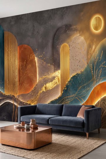 Dreamwall Soyut Işıltılı Kemer Desenli Tek Parça Tekstil Duvar Kağıdı  küçük görsel 4
