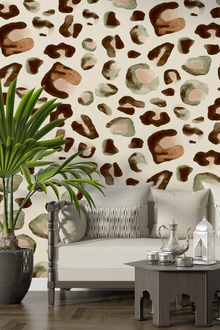 Dreamwall Soyut Leopar Desenli Lüks 3D Tek Parça Tekstil Duvar Kağıdı 
