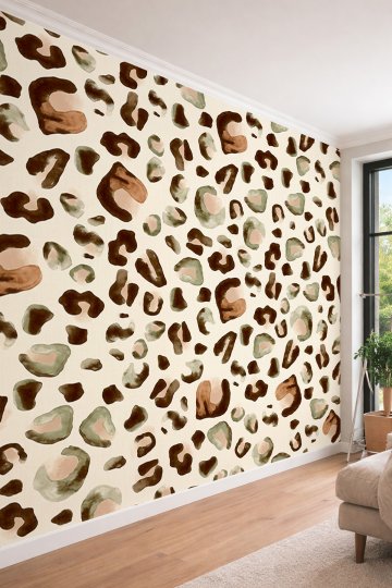 Dreamwall Soyut Leopar Desenli Lüks 3D Tek Parça Tekstil Duvar Kağıdı  küçük görsel 2