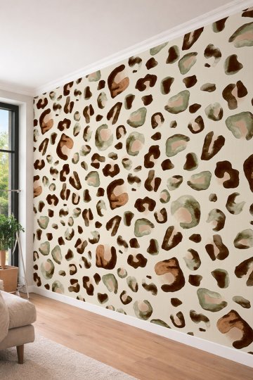 Dreamwall Soyut Leopar Desenli Lüks 3D Tek Parça Tekstil Duvar Kağıdı  küçük görsel 3