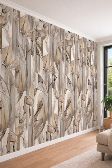 Dreamwall Soyut Mermer Geçişli ve Geometrik Hatlı Modern Tasarım Tek Parça Tekstil Duvar Kağıdı küçük görsel 2
