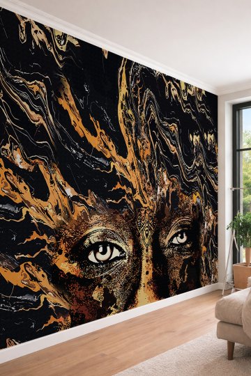 Dreamwall Soyut Portre Temalı Akışkan Sanat Detaylı Tek Parça Tekstil Duvar Kağıdı